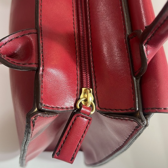 Emilie M Simulated Leather Maroon/Burgundy Handbag - Picture 14 of 14